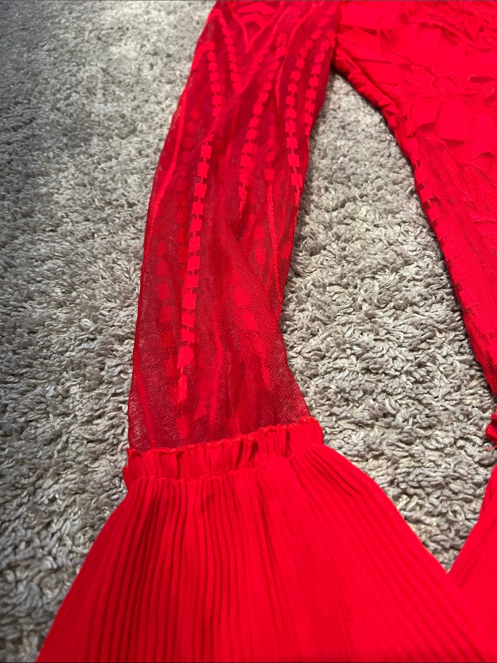 Hello Molly Red Long-Sleeve Lace Mini Dress - Picture 6 of 14